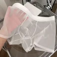 Cuecas Boxer Masculinas HUIYANG , Cueca Transparente 20D Sem Costura De Secagem Rápida Malha Fina Boxers De Seda Gelada