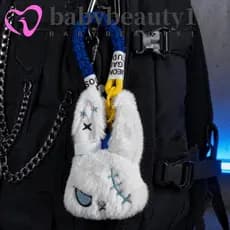BABYBEAUTY1 Pingente De Coelho , Alça De Capa De Telefone Macia Gótica , Cordão Trançado Grosso De Pelúcia , Bolsa De Ha