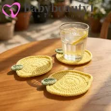 BABYBEAUTY1 3 Peças De Porta-Copos De Limão Picados À Mão , Tapetes De Bebidas Antiderrapantes Feitos Com Tema De Frutas