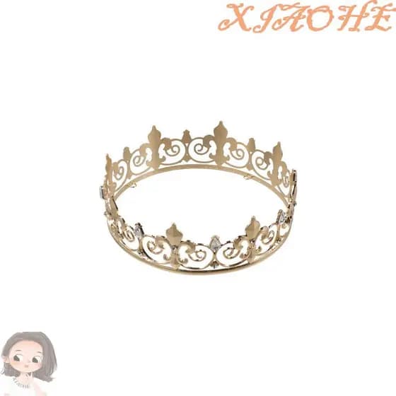 XIAOHE King Crown , Faixa De Cabeça Estilo Coreano , Coroas De Príncipe De Metal , Acessórios De Cabelo , Tiaras Redonda