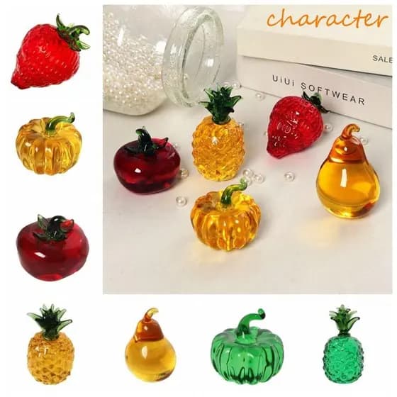 Decoração De Frutas Artificiais De Personagem , Artesanato Em Vidro , Abóbora , Morango , Enfeites , Simulados