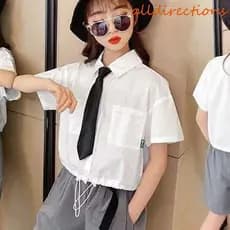 ALLDIRECTIONS Uniforme Escolar Gravata Camisa Acessórios Fotografia Adereços Moda Para Meninas Casual Elástica