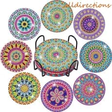 Kit De Porta-Copos Para Pintura De Diamante ALLDIRECTIONS , Pinturas Acrílicas De Desenho Animado De Mandala , Antiderra