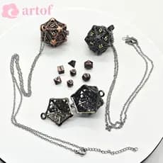 ARTOF 1 Conjunto De Torque De Dados De Metal Oco , Colar Requintado TRPG , 20 Lados