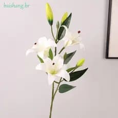 Flor De Lírio Brownii De Seda BAISHANG , Ramo De Artificial Elegante De Plástico , Flores Falsas De Toque Real De 80 Cm