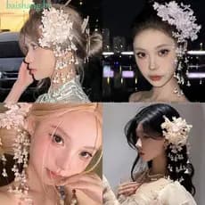 BAISHANG Headwear De Noiva , Cocar De Casamento Elegante Com Borla , Presilhas De Flores De Luxo Pérolas De Fada , Joias