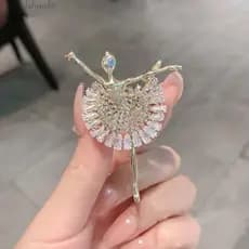 DAHUO Ballet Girl Broche Moda Luxo Strass Cristal Menina Festa Estilo Coreano