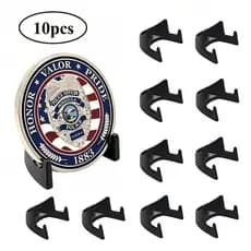 10 Pçs Pequeno Metal Preto Moeda Comemorativa Stands Desafio Expositores Colecionáveis Coleção De Moedas Cremalheiras De