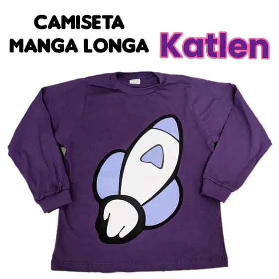 Camiseta Manga Longa Katlen Infantil Novos Elementos
