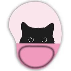 Mouse Pad Gatinho Preto Vários Fundos Escondido Ergonômico com Apoio