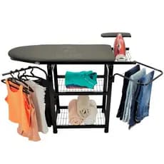 Tábua de Passar Roupa Mesa Multiuso Extra forte  com Passa Manga Porta Ferro Base Fixa ou Dobrável