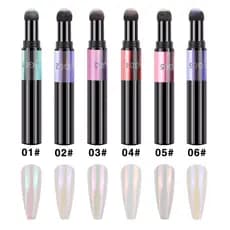 Kit 6 Caneta Pó Cromado Espelhado Unha De Gel Efeito Holográfico Magic Mirror Pen Pronto Entrega