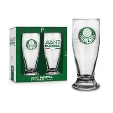 Kit 2 Copo  de Vidro Palmeiras Tulipa Oficial Chopp Cerveja 200ml