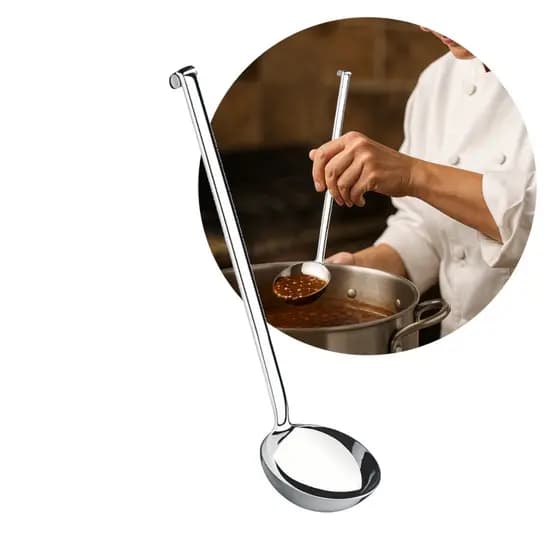 Concha De Feijão Cozinha Inox Industrial Cabo Longo 33cm