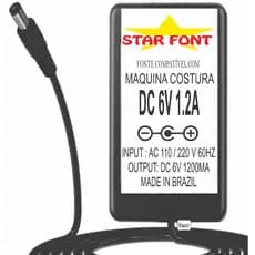 Fonte DC 6V 1.2A Para Maquina De Costura Portatil Ou Infantil