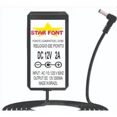 Fonte DC 12V 2A Para Relógio de  Ponto Henry