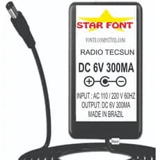 Fonte DC 6V P4 Para Receptor De Radio Tecsun Am Fm Sw