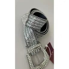 Cinto feminino strass em couro