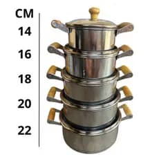 Jogo De Panela Caçarola Alumínio Leve Reforçado Com Tampa 14 a 22cm Polido Premium