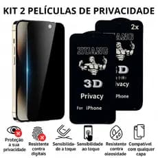 Película de Vidro 3D Privacidade Kit 2 Peliculas para iPhone IOS Anti Espião Proteção Total Anti-Spy