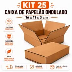 Kit 25 Caixas de Papelão Ondulado 16x11x3 Caixa de Envio Correio Sedex E-commerce Pac