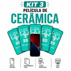 Kit 3 Peliculas de Gel Cerâmica Natural 9D Hidrogel Flexivel iPhone 11 12 13 14 15 16 Plus Pro Max
