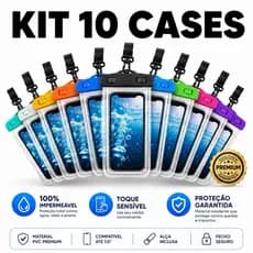 Kit 10 Capas Bolsas Prova Dagua Impermeavel Universal Transparente Celular Protegido