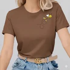 Camiseta Básica Feminina Abelha Camisa Estampada Abelhinha Tshirt 100% Algodão Minimalista Tendência