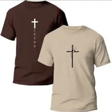 Kit 2 Camiseta Evangélica Fé 100% Algodão Básica Casual Cristã Tecido Premium Unissex