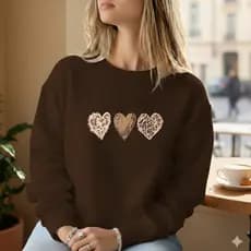 Moletom Feminino Estampado Suéter Flanelado Quentinho Blusa de Frio Sem Capuz Casaco Estiloso
