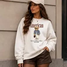 Moletom Flanelado Feminino Urso Teddy Tendência Casaco Lançamento Inverno Suéter Feminino Quentinho