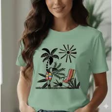 Camiseta Feminina Estampada Blusa Feminina 100% Algodão Fio 30.1 Estampada Tshirt Verão Tendência