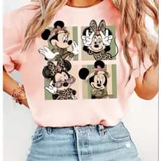 Camiseta Minnie Mouse Adulto e Infantil 100% Algodão Blusa Personagem Roupa Feminina Confortável