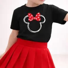 Camiseta Infantil Minnie Blusinha Estilosa 100% Algodão Camiseta Juvenil Mi Mouse Tendência