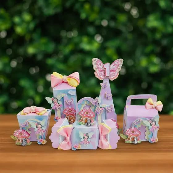 Kit Festa Jardim das Fadas Personalizado | Lembrancinha de Festa Personalizada + BRINDE / Kit Caixa