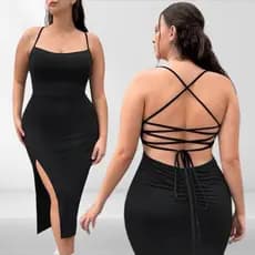 Vestido Longo Feminino Luxo Plus Size Costa Nua Colado Modelador Alta Compressão Tamanho 36 ao 50