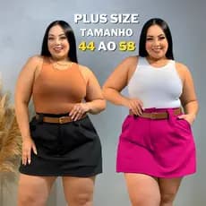 Short Saia Plus Size Short Saia Alfaiataria com Cinto Plu Size Tamanho do 36 ao 58