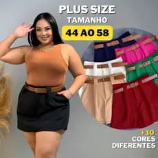 Short Saia Plus Size Com Cinto Tamanho 36 Ao 58