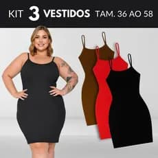 KIT 3 Vestido Canelado Vestido Midi Plus Size Vestidos Roupas Midsize Vestido Tubinho Tamanho 36 Ao 58