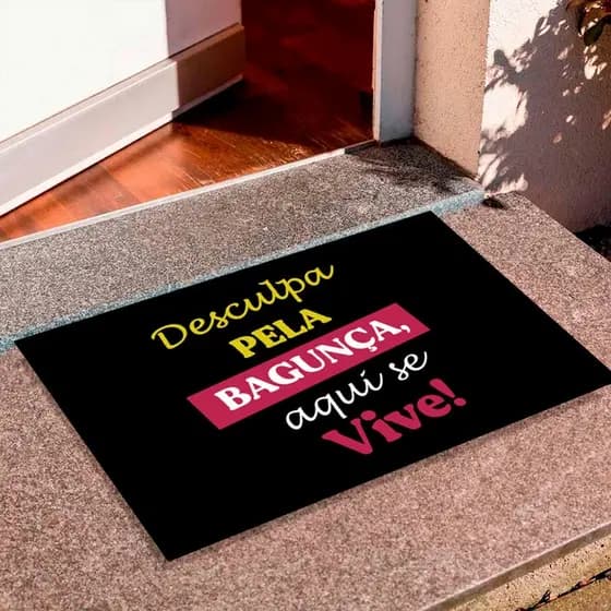 Tapete Tapete Capacho Porta de Entrada Decorativo Tapete Quarto Tapete Porta de Entrada - Desculpa - Mega Oferta
