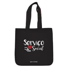 Bolsa Tiracolo Escolar Viagem Preta com Estampa de Curso    - Serviço Social Personalizada com Nome