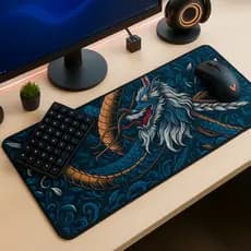 Mouse Pad Gamer Speed Extra Grande com Borda Costurada Original - Vários Tamanhos Dragão Azul MEGA OFERTA