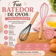 Fue Batedor de Ovos Rosa Cabo de Madeira