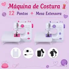 Máquina De Costura Elétrica Portátil 12 Pontos Bivolt 110v/240v + Mesa Extensora