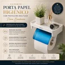 Suporte Porta Papel Higiênico Com Prateleira Para Telefone Banheiro