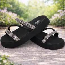 Papete Molekinha Infantil Menina 3 Tiras Strass Cristal Slide Confortável Elegante
