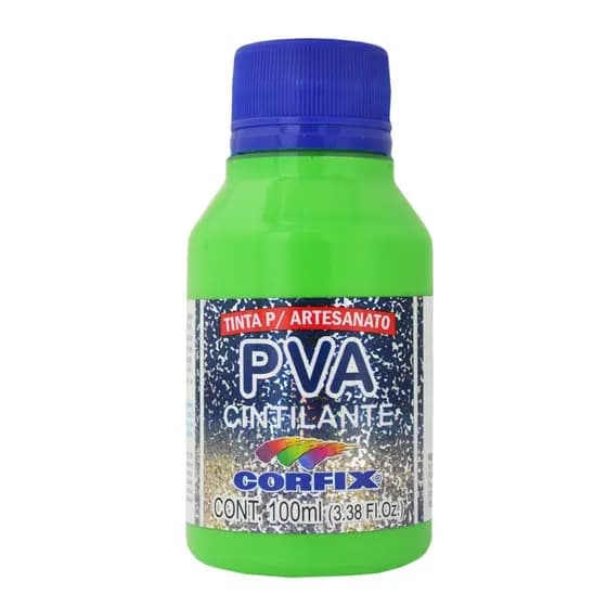Tinta P.V.A Cintilante Corfix 100ml - Verde Folha 334