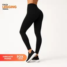Calça feminina Legging Adulta cós alto tecido Suplex