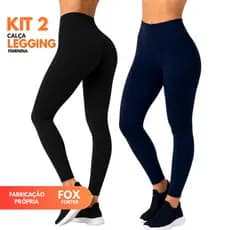 KIT 2  Calça Legging Feminina Suplex Premium Cós Alto Academia Fitness