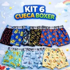 kit 6 Cueca Infantil Juvenil BOXER microfibra forro 100% algodão
